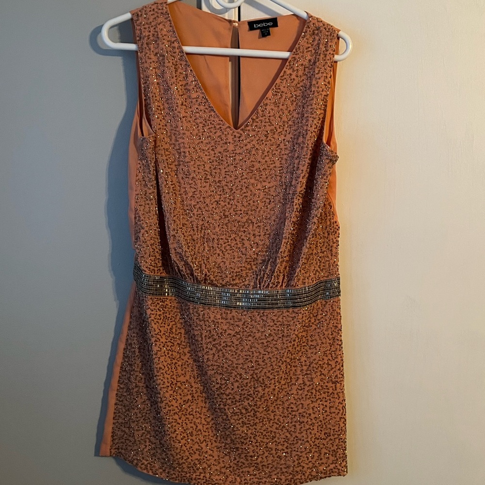 Beaded peach/gold sleeveless dress